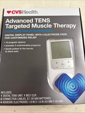 CVS Health Advanced TENS Targeted Muscle Therapy - White with Blue Accent NIB